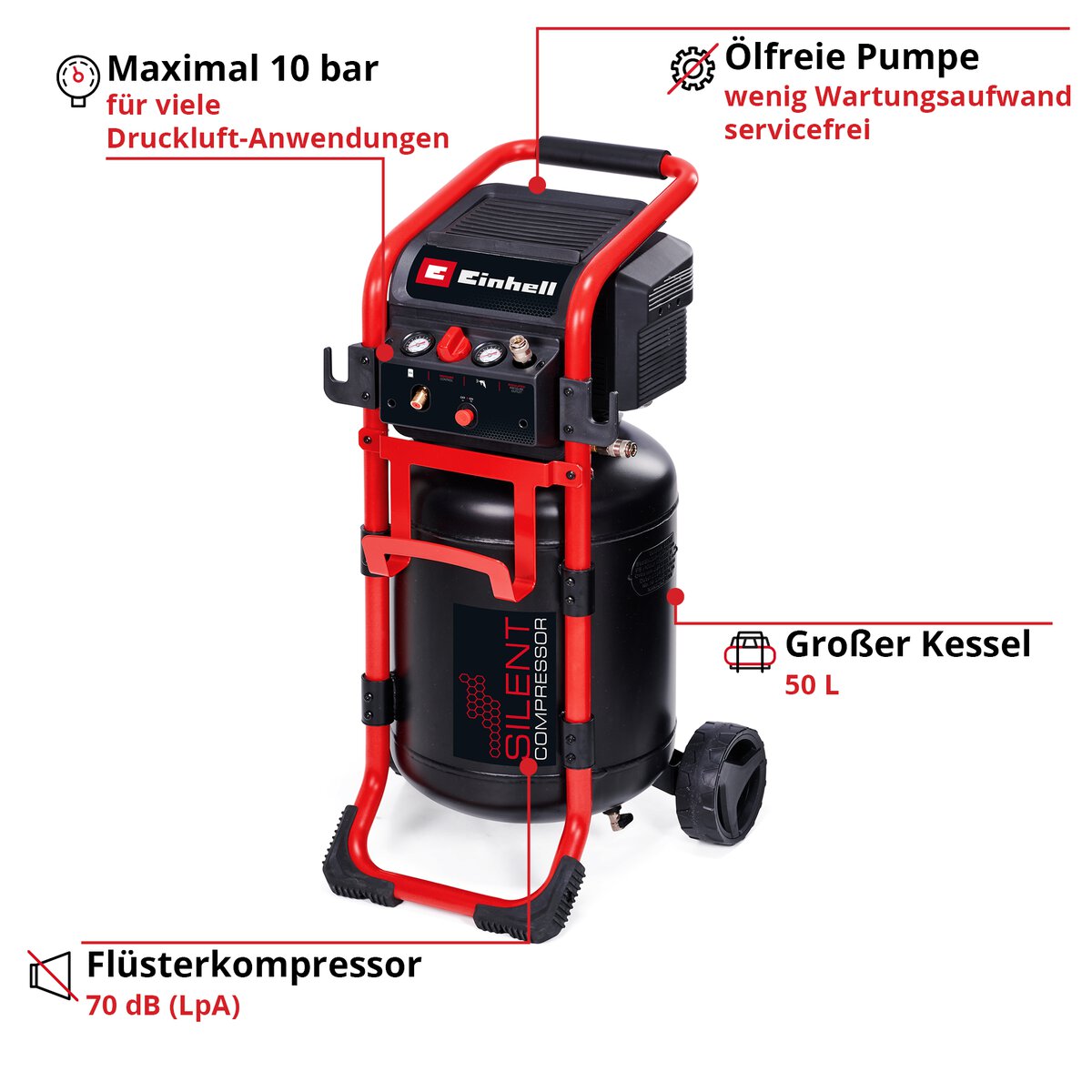 Einhell Kompressor TE-AC 270/50 Silent – Bild 2