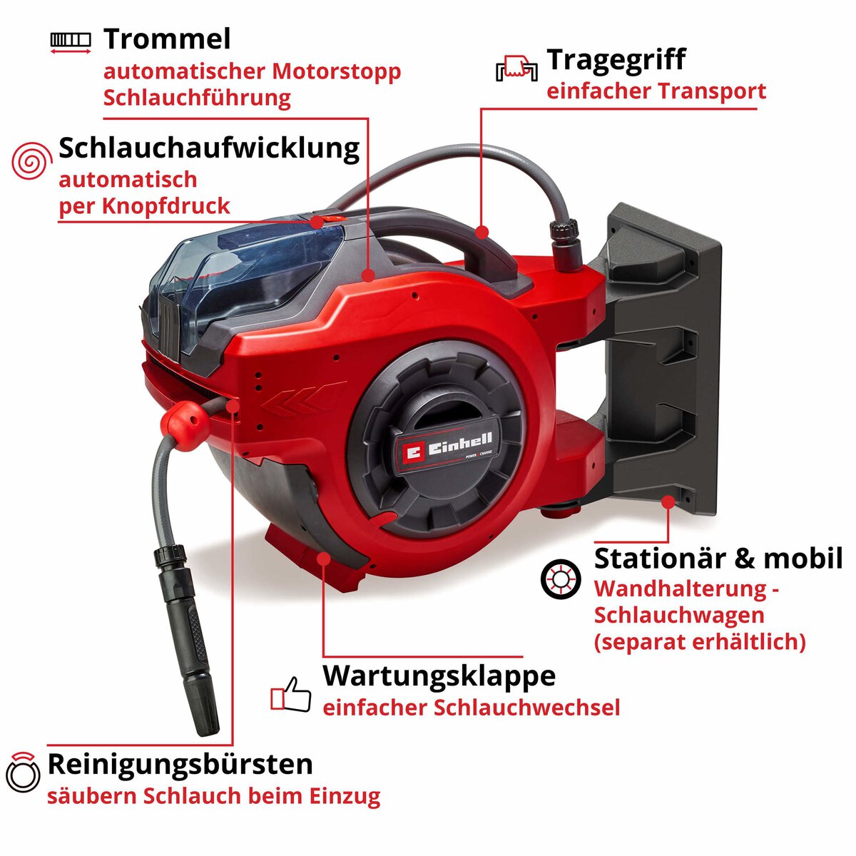 Einhell Akku-Schlauchtrommel (Wasser) GE-HR 18/30 Li-Solo – Bild 3