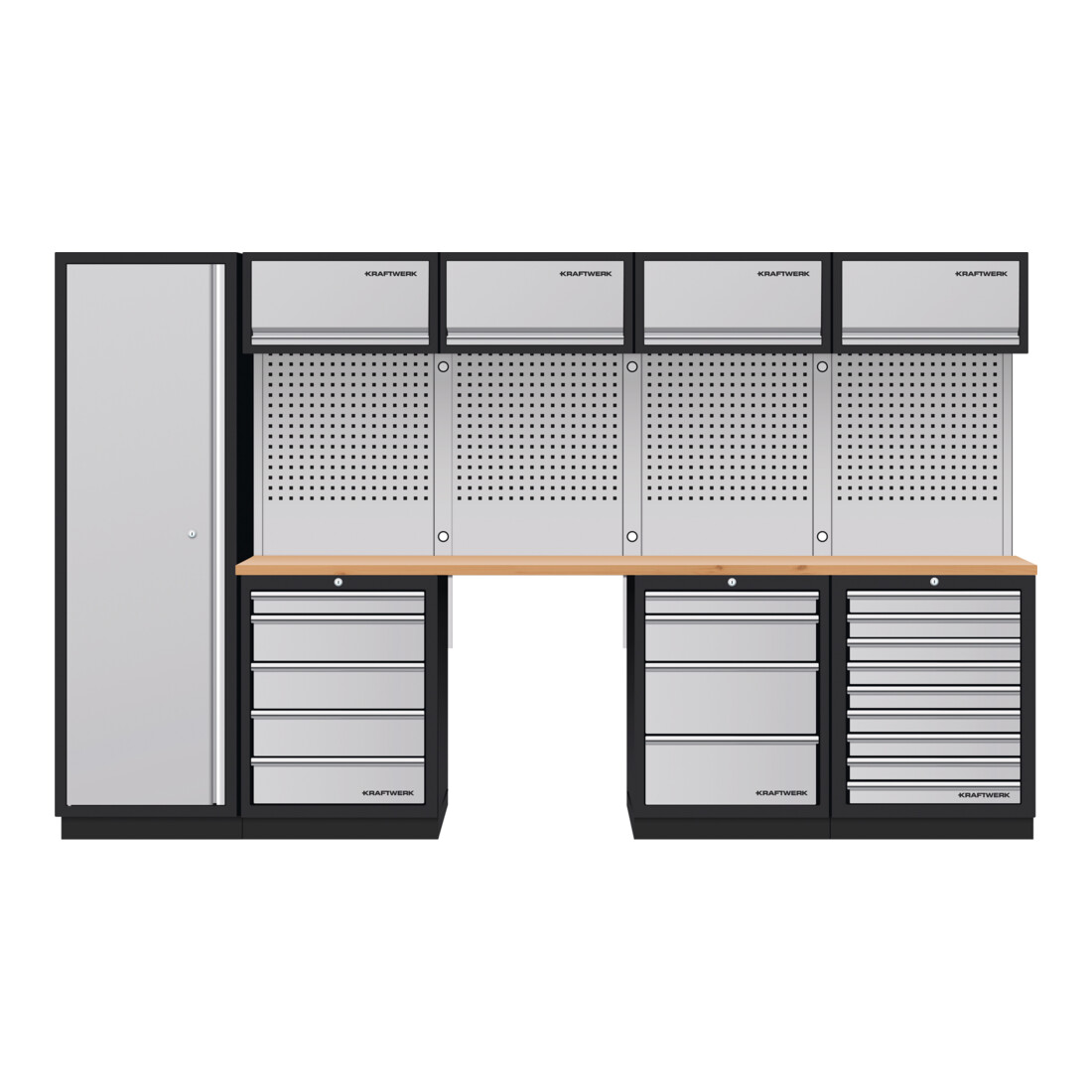 Kraftwerk Mobilio 5er Kombi, Hochschrank, 4/5/9 Schubladen, Buche