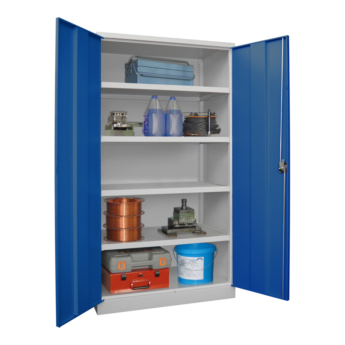 Pavoy Schwerlastschrank 1950x1040x630, 4 Fachböden a 200 kg Traglast, RAL 7035/5010 – Bild 3